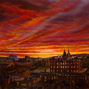 Sunset over George Heriot's